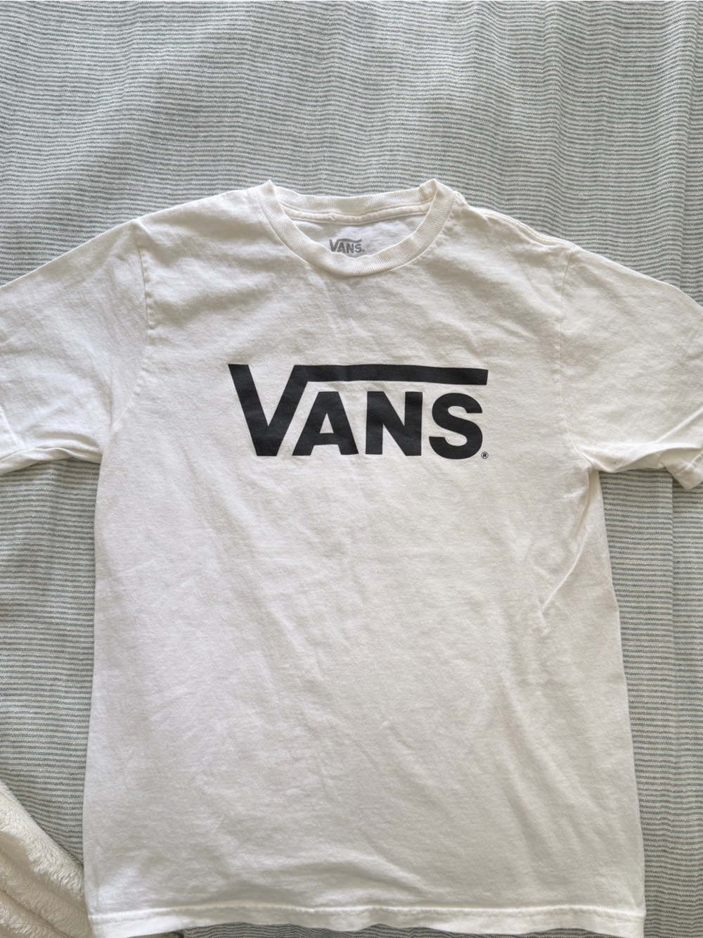 Vans Cream Tee with Black Logo Print